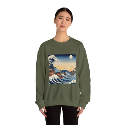 Great Wave Crewneck Sweatshirt - Hokusai Ukiyo-e Style