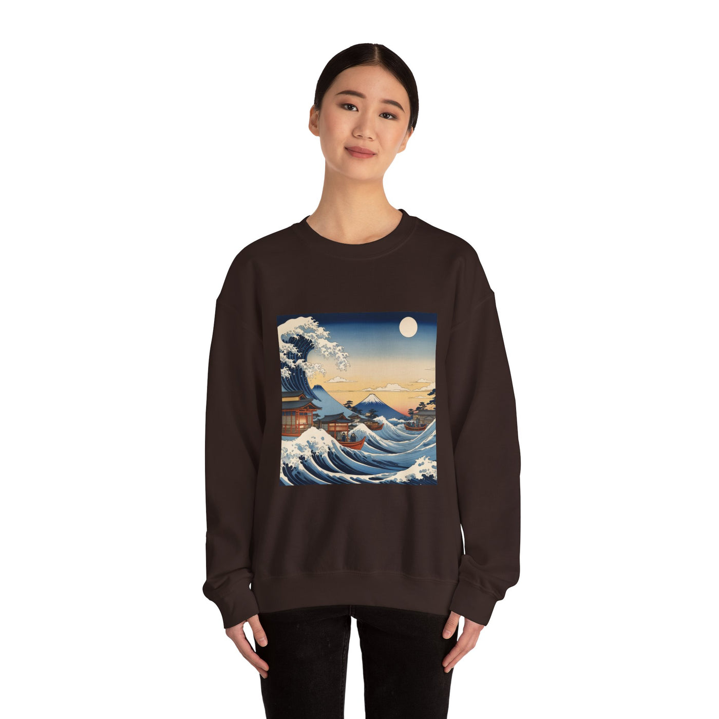 Great Wave Crewneck Sweatshirt - Hokusai Ukiyo-e Style