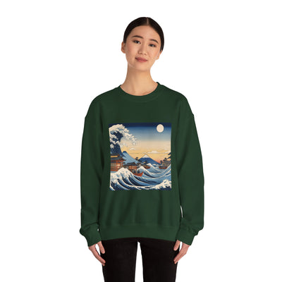 Great Wave Crewneck Sweatshirt - Hokusai Ukiyo-e Style
