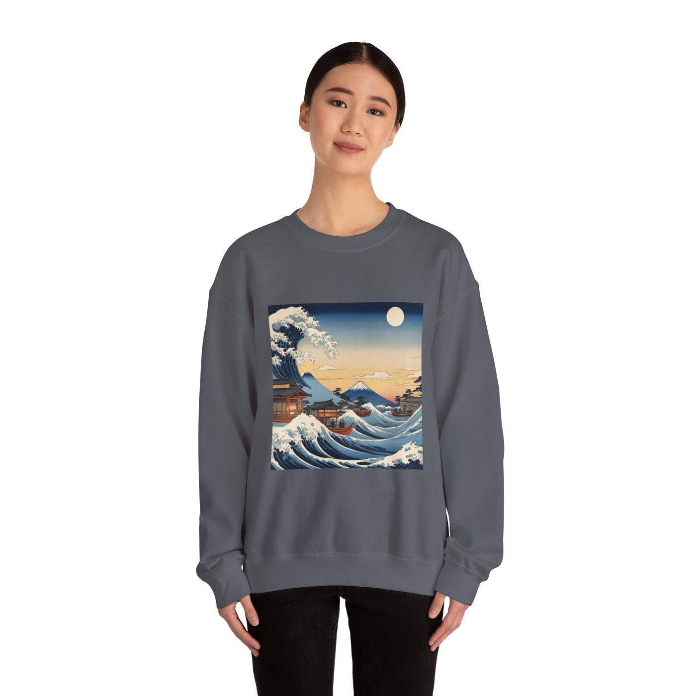 Great Wave Crewneck Sweatshirt - Hokusai Ukiyo-e Style