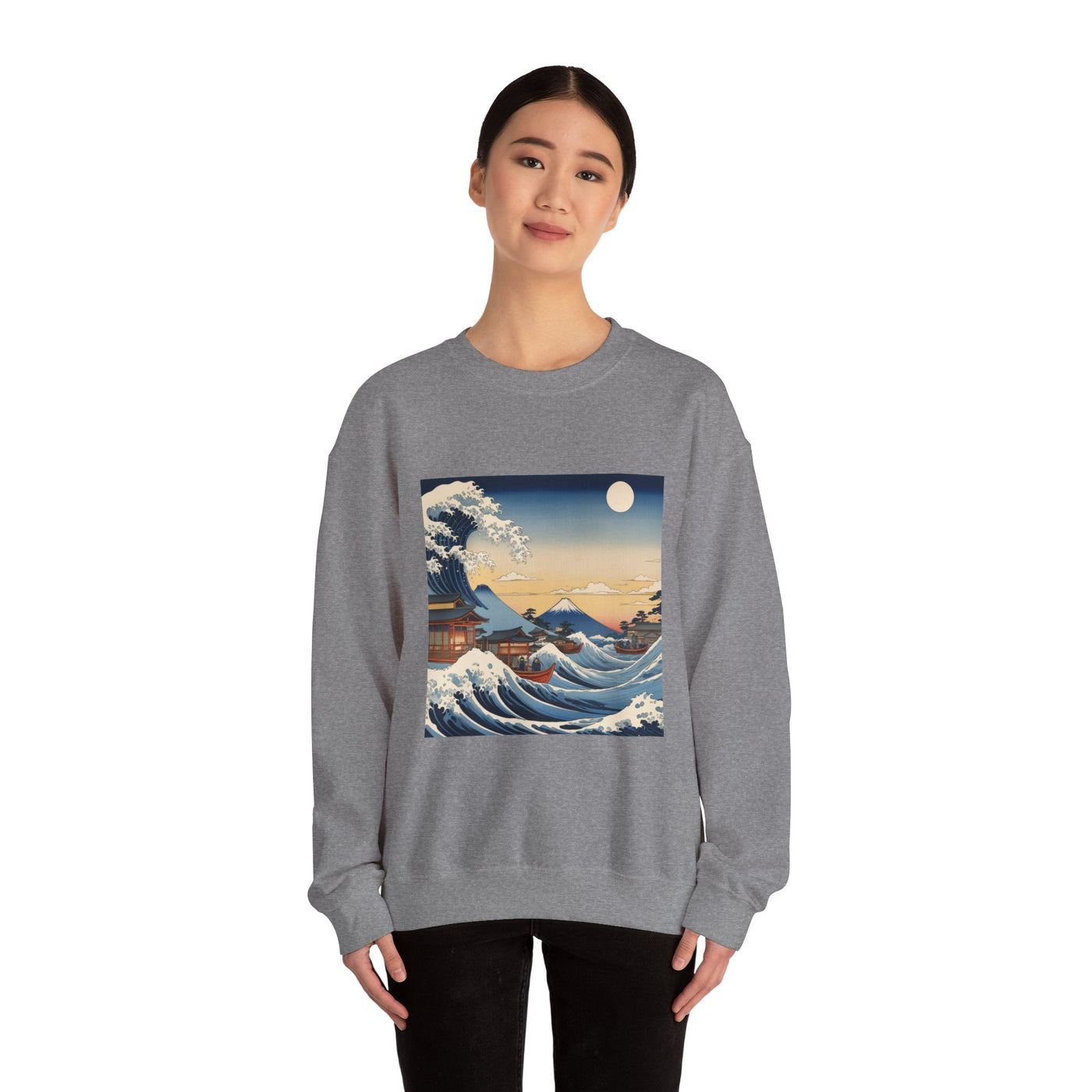 Great Wave Crewneck Sweatshirt - Hokusai Ukiyo-e Style