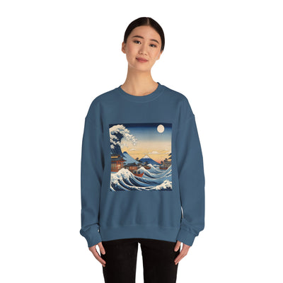 Great Wave Crewneck Sweatshirt - Hokusai Ukiyo-e Style