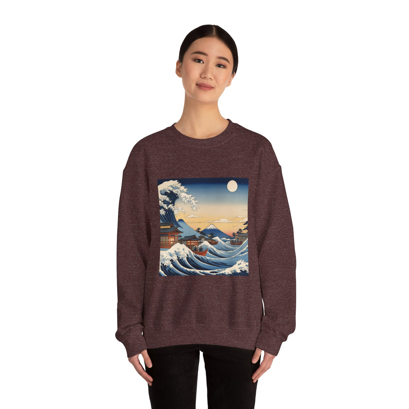 Great Wave Crewneck Sweatshirt - Hokusai Ukiyo-e Style