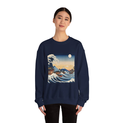 Great Wave Crewneck Sweatshirt - Hokusai Ukiyo-e Style