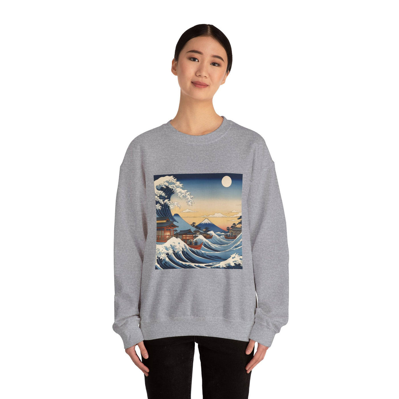 Great Wave Crewneck Sweatshirt - Hokusai Ukiyo-e Style