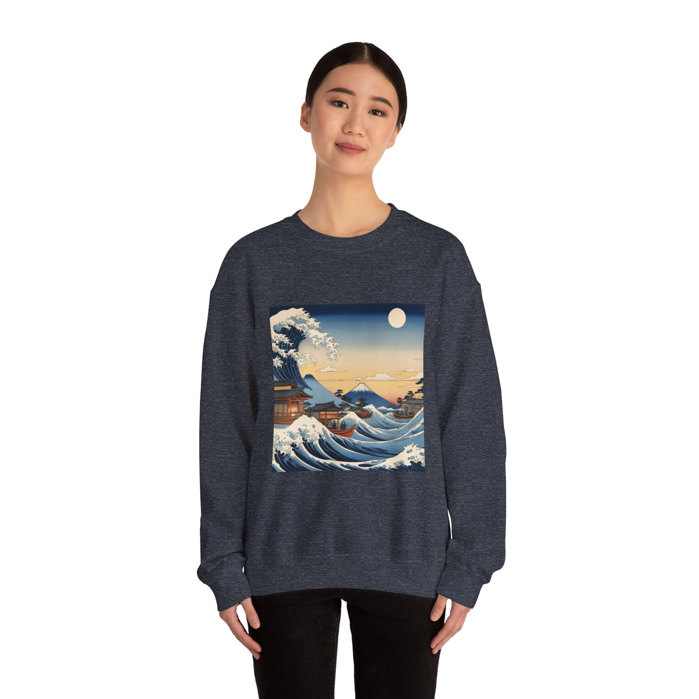 Great Wave Crewneck Sweatshirt - Hokusai Ukiyo-e Style