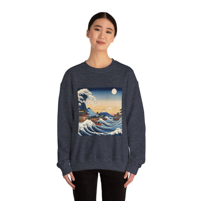 Great Wave Crewneck Sweatshirt - Hokusai Ukiyo-e Style