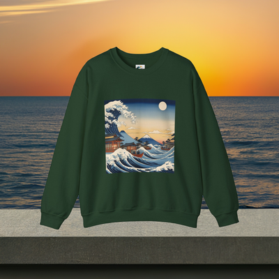 Great Wave Crewneck Sweatshirt - Hokusai Ukiyo-e Style
