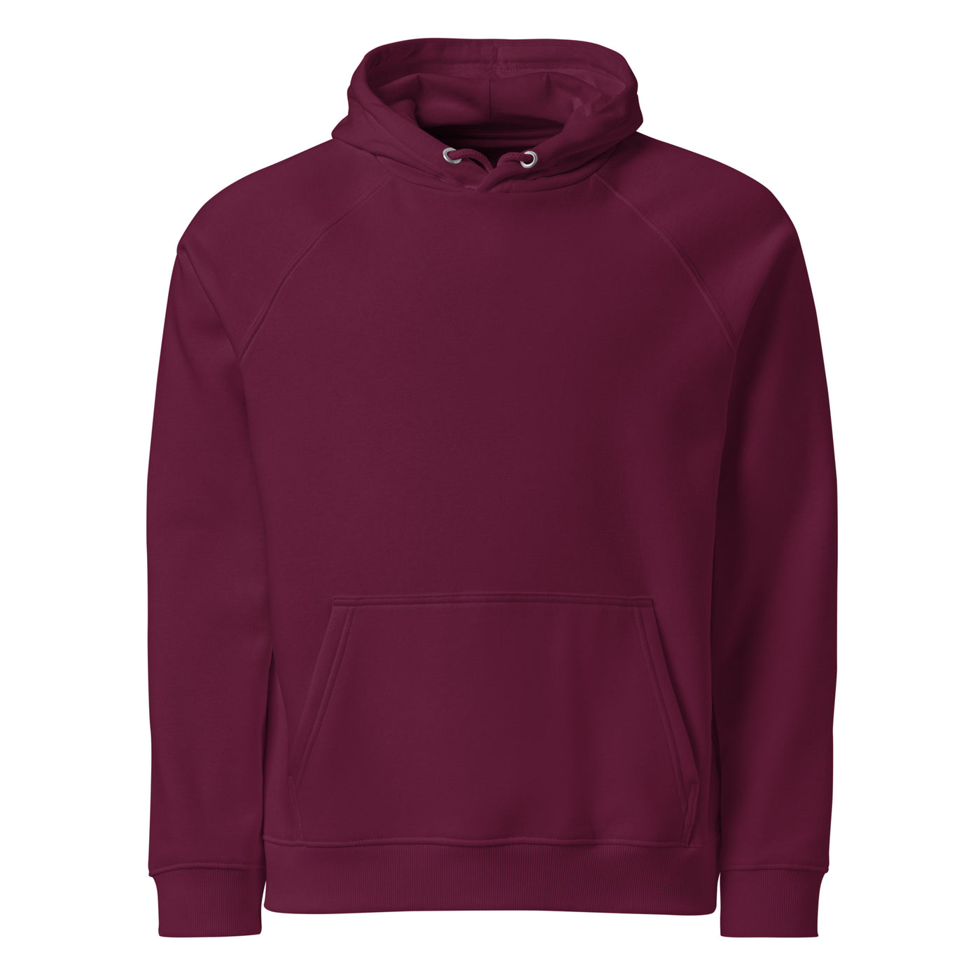 burgundy unisex eco ranglan hoodie front