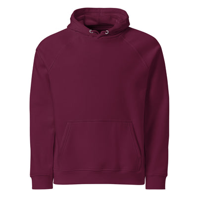 burgundy unisex eco ranglan hoodie front